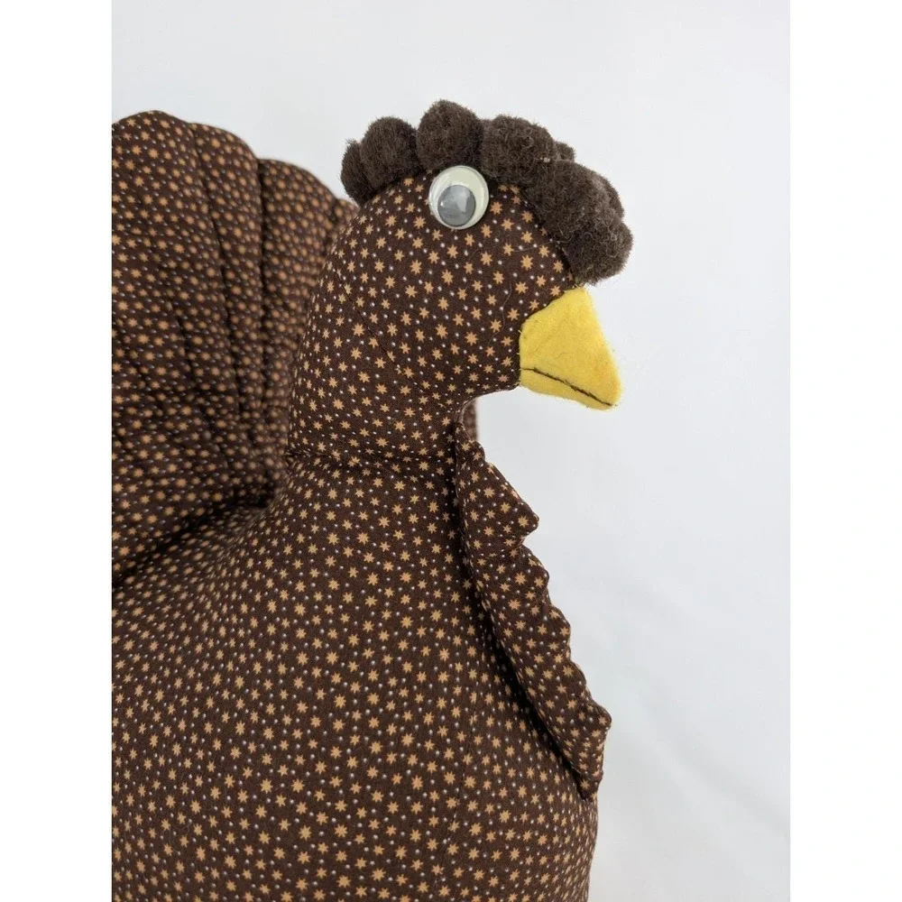 Vtg Handmade Quilted Judgy Chicken Bird Hen Turkey Weighted Doorstop Cottagecore